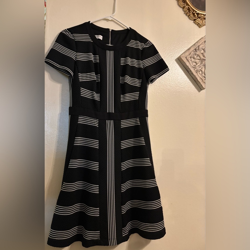 Elegant Black and White Striped Dress